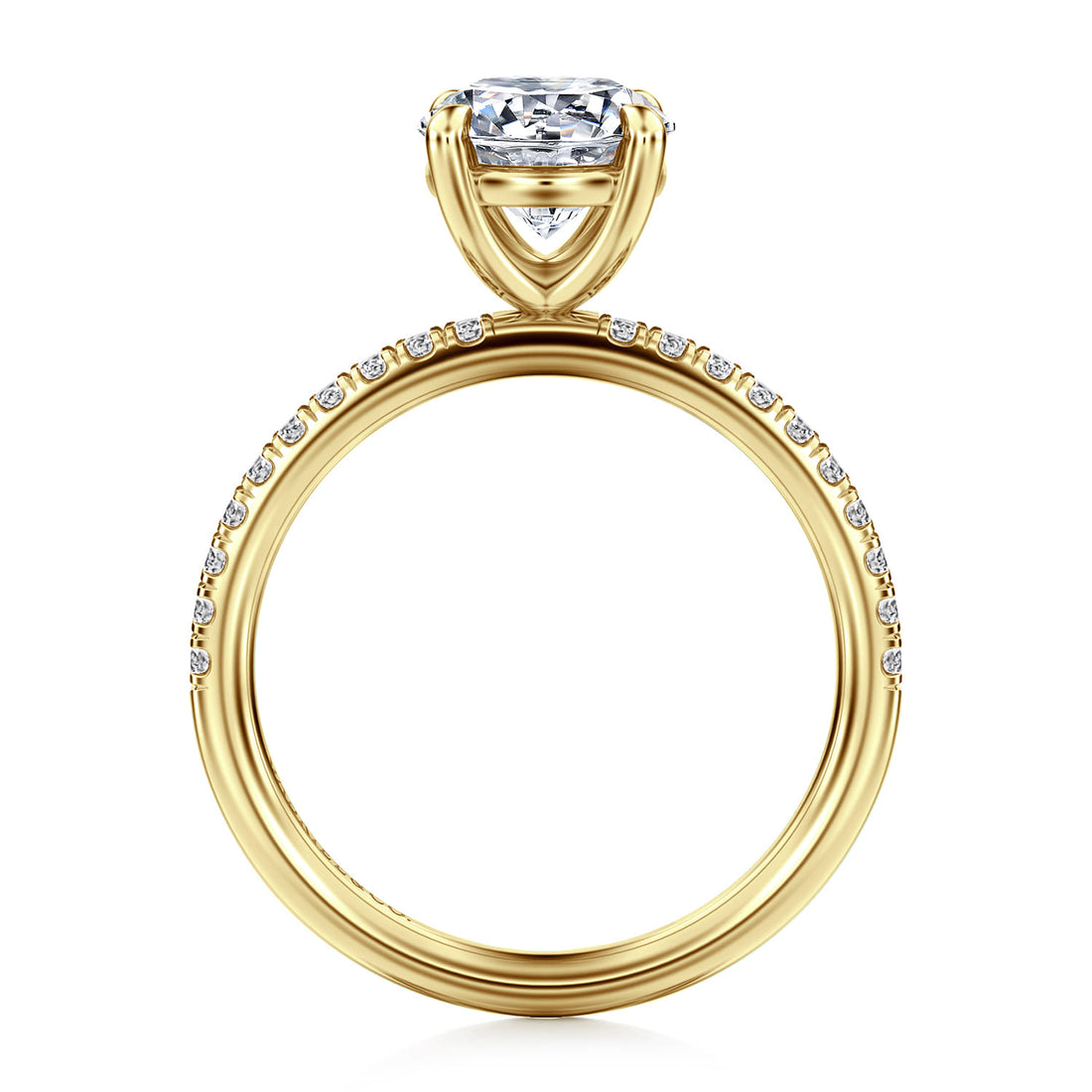 14K Yellow Gold Round Diamond Engagement Ring
