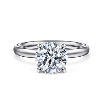 14K White Gold Round Solitaire Diamond Engagement Ring