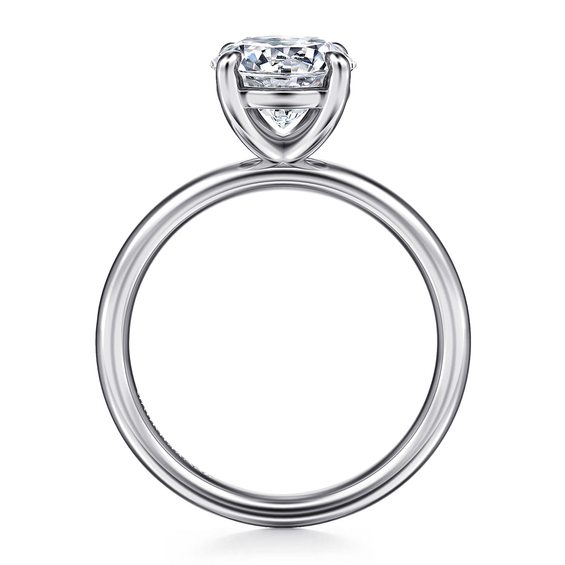 14K White Gold Round Solitaire Diamond Engagement Ring