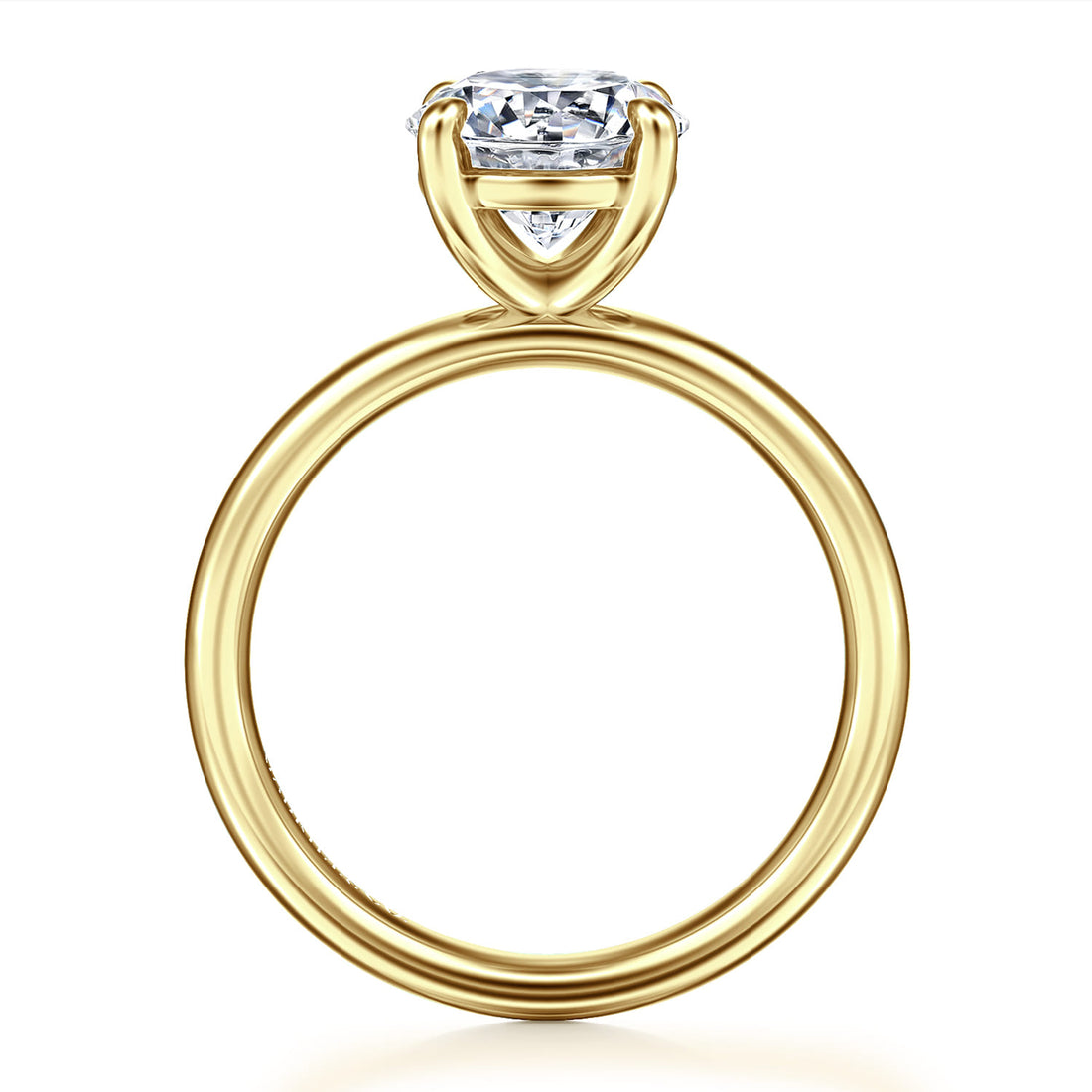 14K Yellow Gold Round Solitaire Diamond Engagement Ring