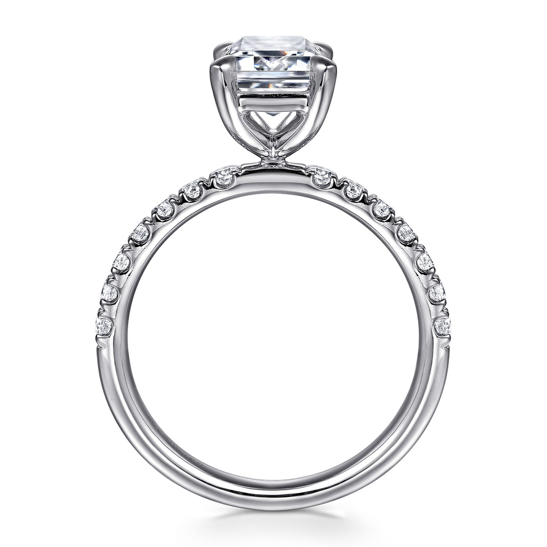 14K White Gold Emerald Cut Diamond Engagement Ring