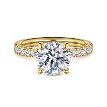 14K Yellow Gold Round Diamond Engagement Ring