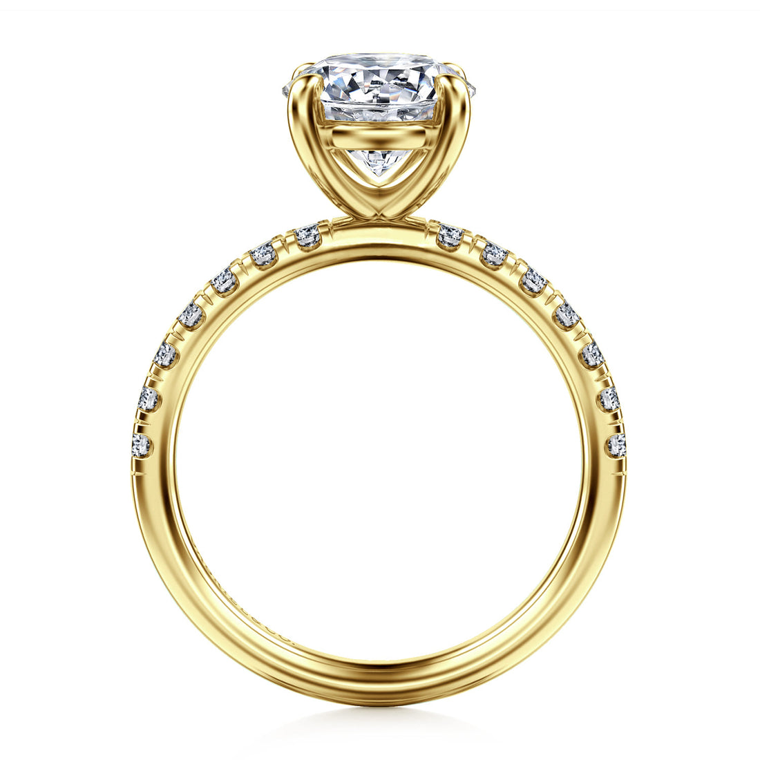 14K Yellow Gold Round Diamond Engagement Ring