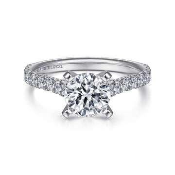 14K White Gold Round Diamond Engagement Ring