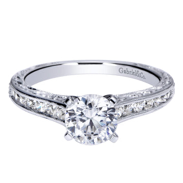 14K White Gold Round Diamond Engagement Ring
