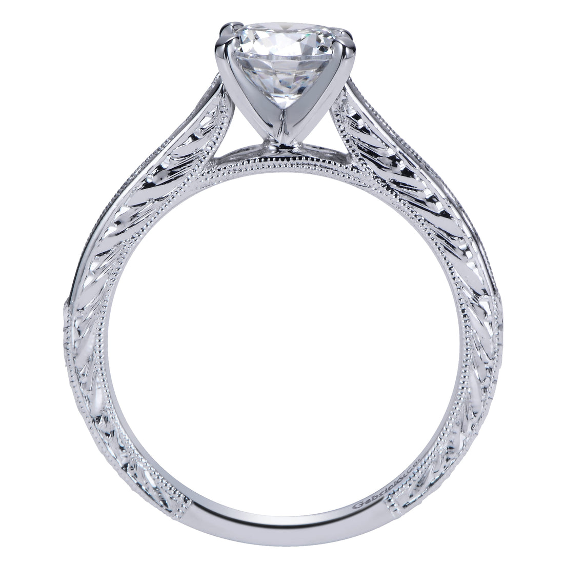 14K White Gold Round Diamond Engagement Ring