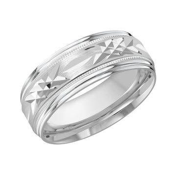 8mm 14k White Gold Wedding Band