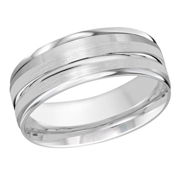 8mm 14k White Gold Wedding Band