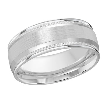 8mm 14k White Gold Wedding Band
