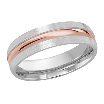 6mm 14k White Gold / Rose Gold Wedding Band