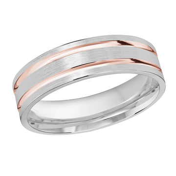 6mm 14k White Gold / Rose Gold Wedding Band