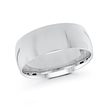8mm 14k White Gold Wedding Band