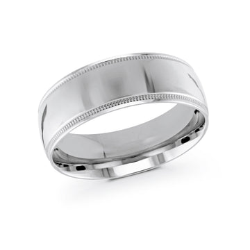 8mm 14k White Gold Wedding Band