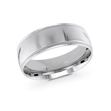 8mm 14k White Gold Wedding Band