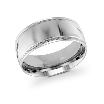 10mm 14k White Gold Wedding Band