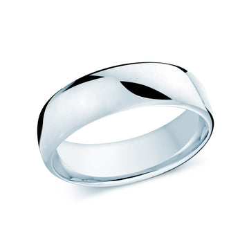 7.5mm 14k White Gold Wedding Band