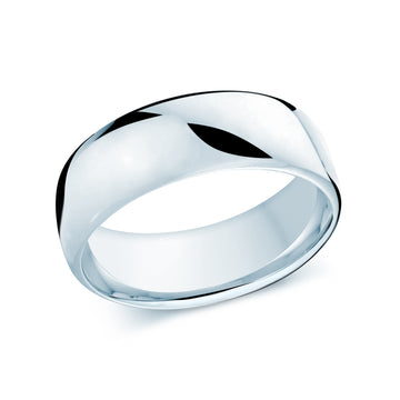 8.5mm 14k White Gold Wedding Band