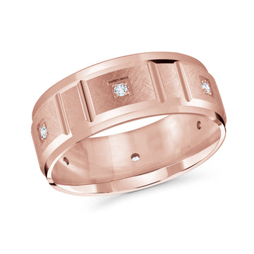 8mm 14k Rose Gold Wedding Band