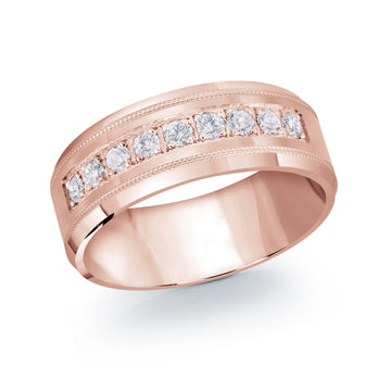 8mm 14k Rose Gold Wedding Band