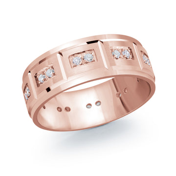 8mm 14k Rose Gold Wedding Band