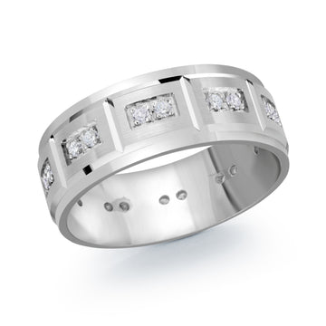 8mm 14k White Gold Wedding Band