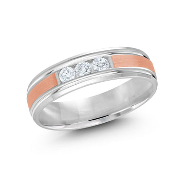 6mm 14k White Gold / Rose Gold Wedding Band