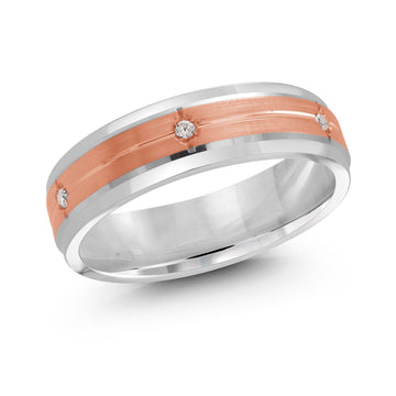 6mm 14k White Gold / Rose Gold Wedding Band