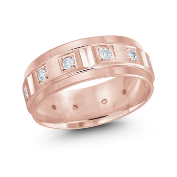 8mm 14k Rose Gold Wedding Band