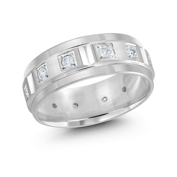 8mm 14k White Gold Wedding Band