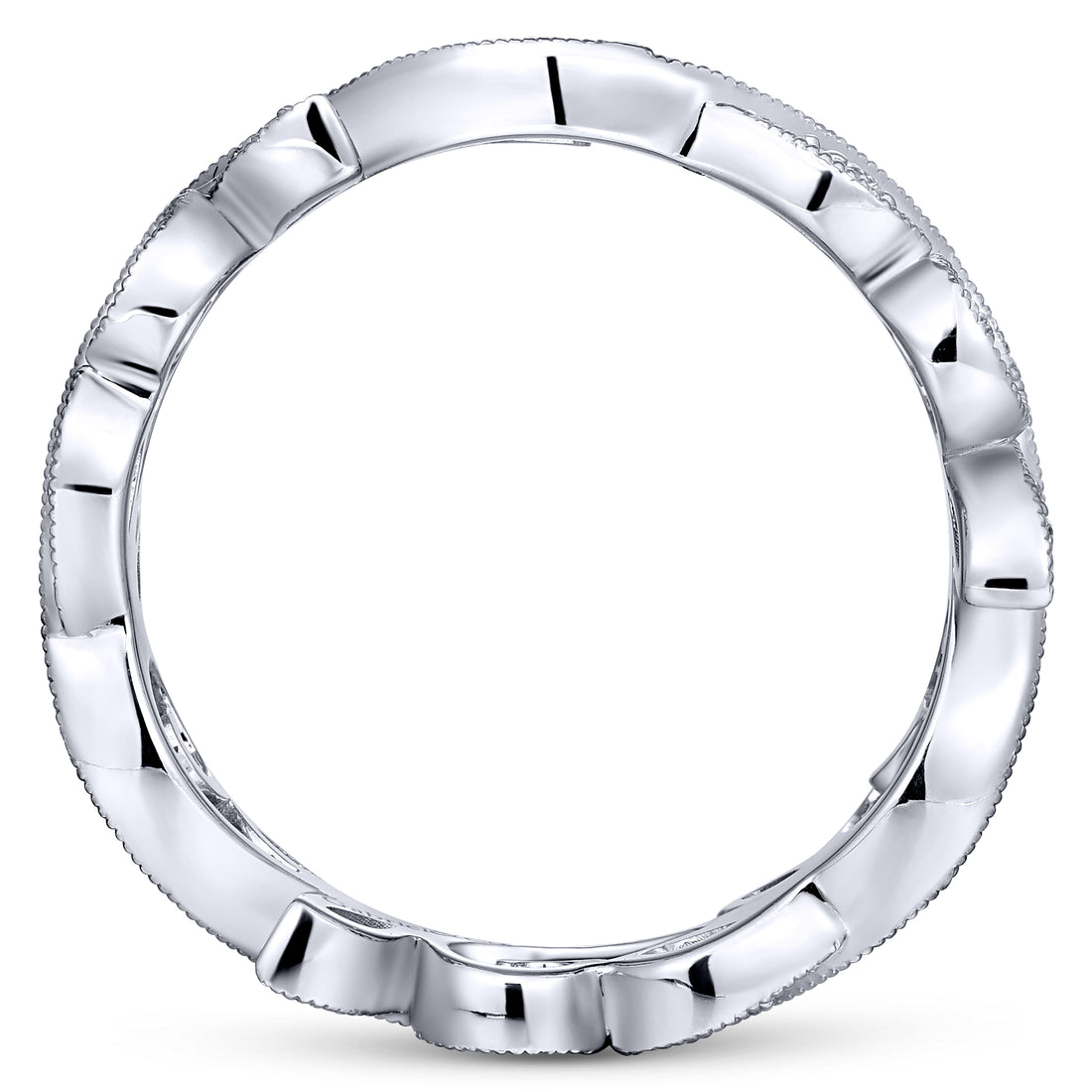 14K White Gold Floral Branch Diamond Eternity Ring