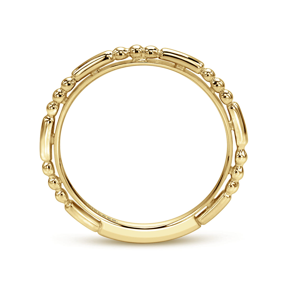 14K Yellow Gold Ball and Bar Station Stackable Ring