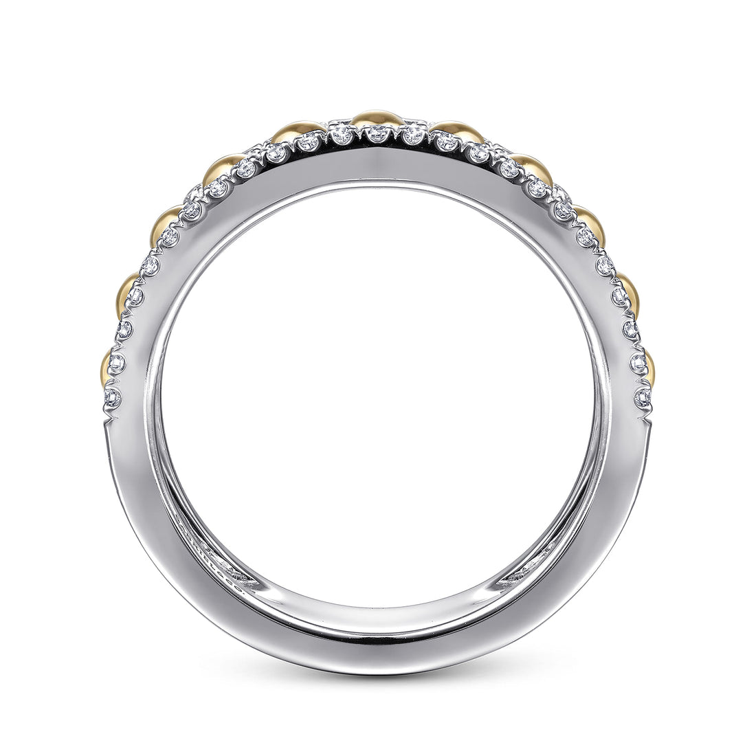 14K White & Yellow Gold Diamond Wide Band Ring-Bujukan