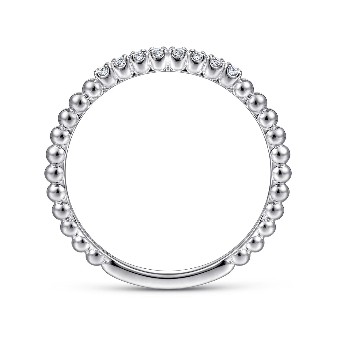 14K White Gold Bujukan Bead and Diamond Stackable Ring