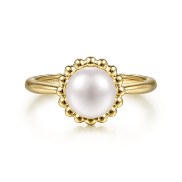 Beaded Signet Ring 14K Yellow Gold Pearl Bujukan