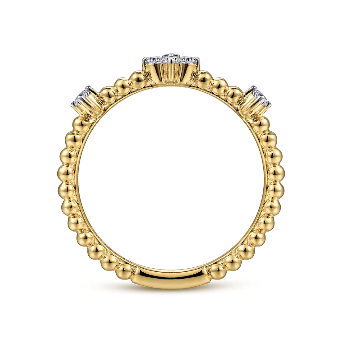 14K Yellow Gold Diamond Station Bujukan Stackable Ring