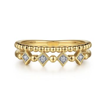 14K Yellow Gold Bujukan Diamond Easy Stackable Ring