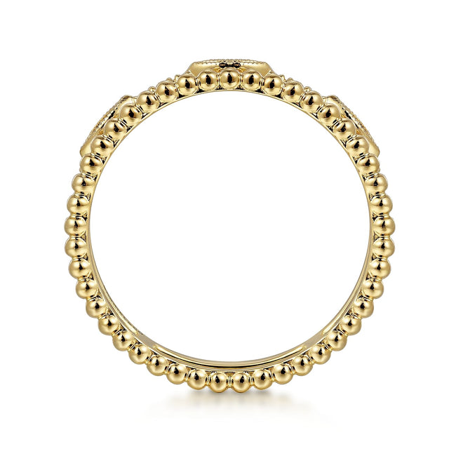 14K Yellow Gold Diamond Bujukan Marquis Shape Easy Stackable Ring