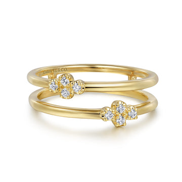 14K Yellow Gold Diamond Easy Stackable Ring, 0.08ct
