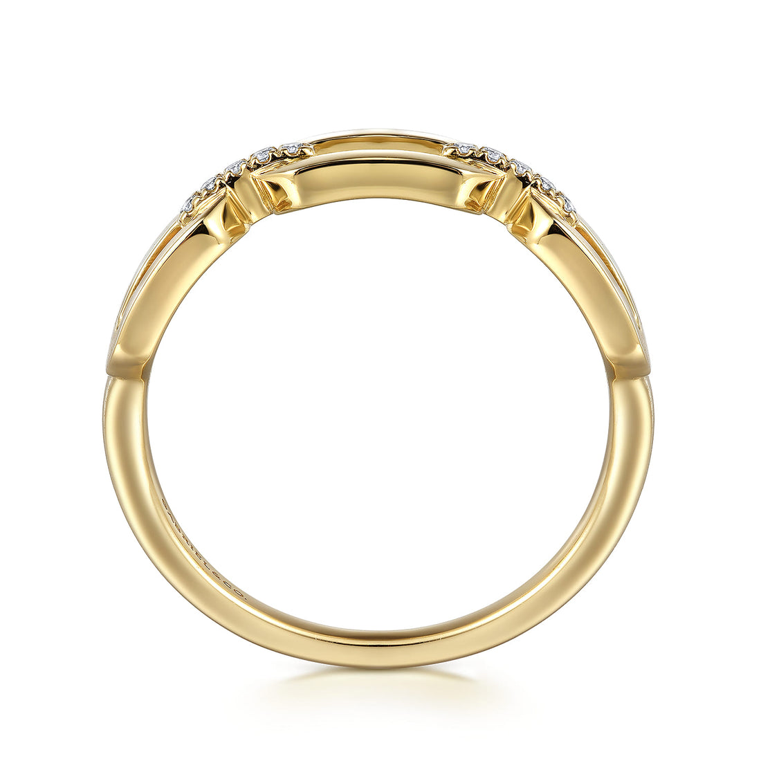 14K Yellow Gold Diamond Link Chain Ring