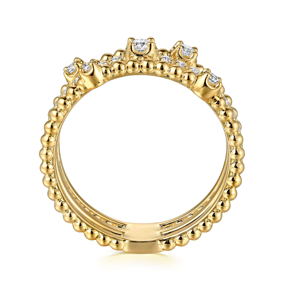 Wide Band Easy-Stack Ring 14K Yellow Gold Diamond 0.35ct Bujukan