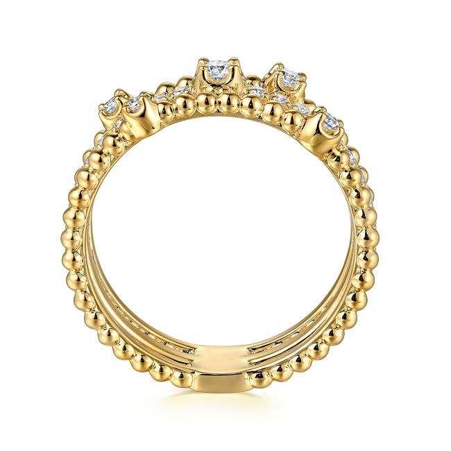 14K Yellow Gold Diamond Easy Stackable Bujukan Ladies Ring