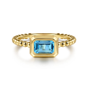 14K Yellow Gold Blue Topaz Stackable Ring-Bujukan