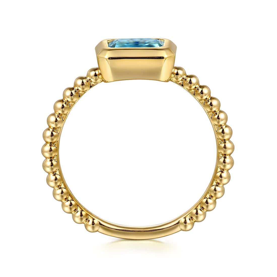 14K Yellow Gold Blue Topaz Stackable Ring-Bujukan