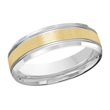 6mm 14k White Gold / Yellow Gold Wedding Band