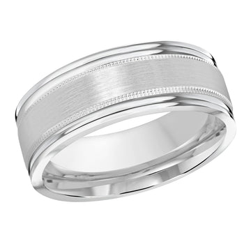 8mm 14k White Gold Wedding Band