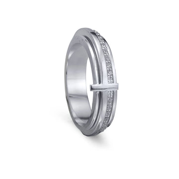 Haven Cross Sterling Silver Meditation Ring with CZ