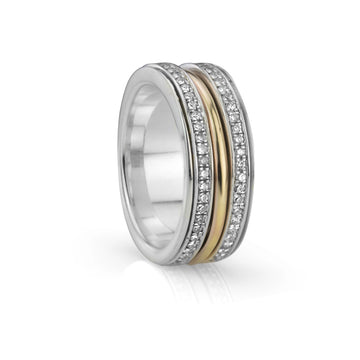 Inspire Silver Meditation Ring with Gold Spinning Band