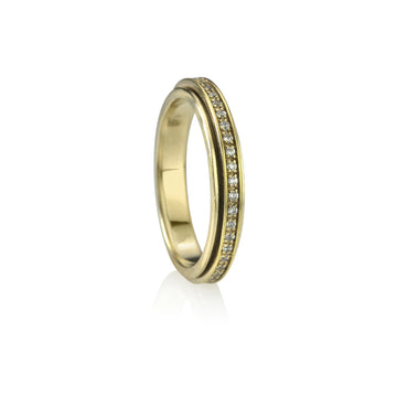 Sterling Silver Lunar Meditation Ring with CZ Stones
