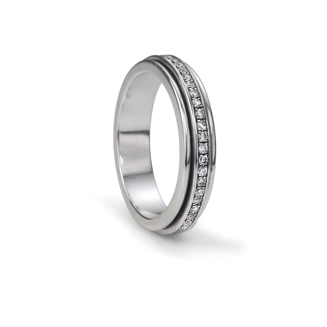 Sterling Silver Lunar Meditation Ring with CZ Stones