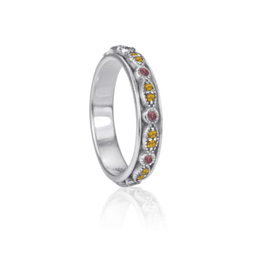 Sterling Silver Meditation Ring with Gemstones